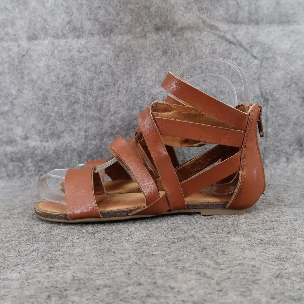 Wonder Nation Shoes Kids 13 Sandals Casual Strappy Flats Zip Girls Toddler Brown